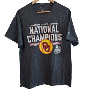 Oklahoma University Softball National Champions 2022 T-Shirt Lg Gray Champion OU